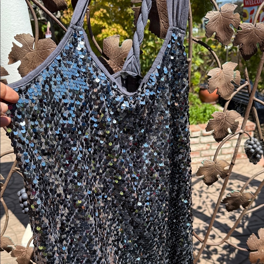 Express Black Sequin Halter Top